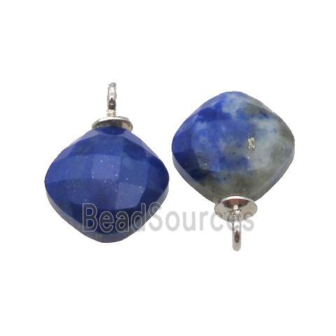 blue Lapis Lazuli pendant, faceted square