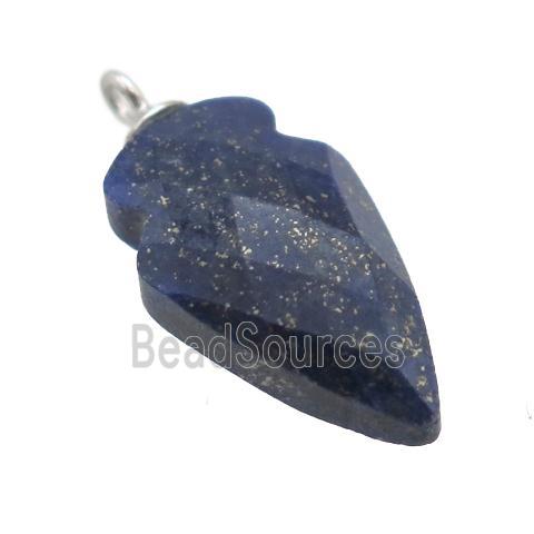 blue Lapis Lazuli pendant, faceted arrowhead