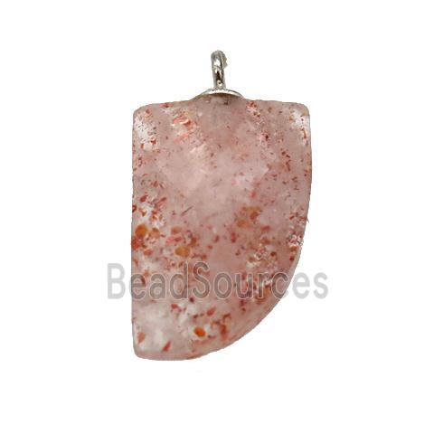 pink Strawberry Quartz pendant, faceted knife