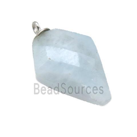 blue Aquamarine pendant, faceted arrowhead