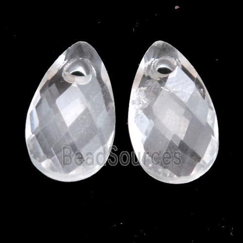 Clear Quartz pendant, faceted teardrop