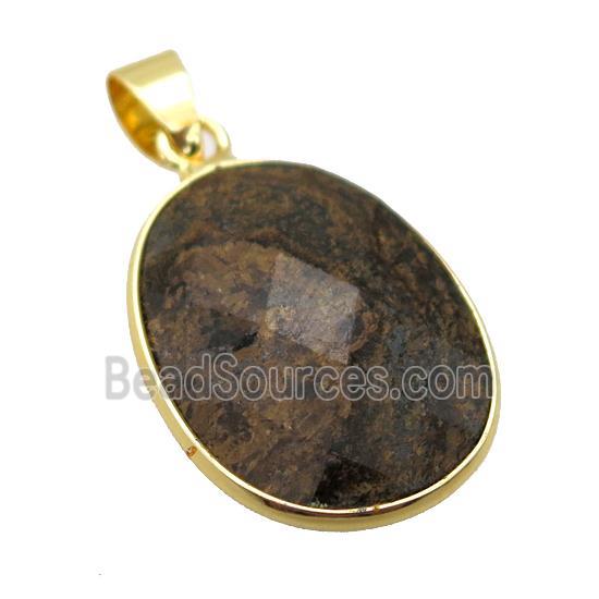 Bronzite oval pendant