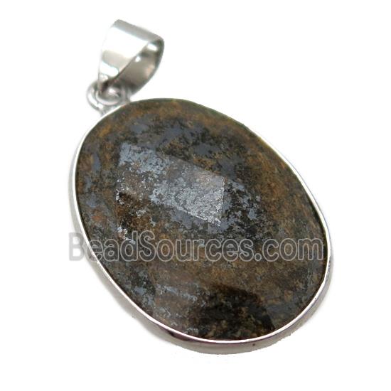 Bronzite oval pendant