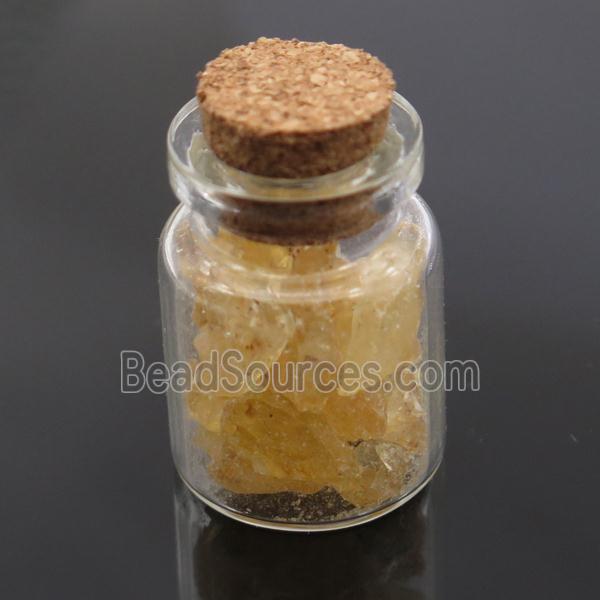 Wishing Bottle pendant with yellow Citrine chips