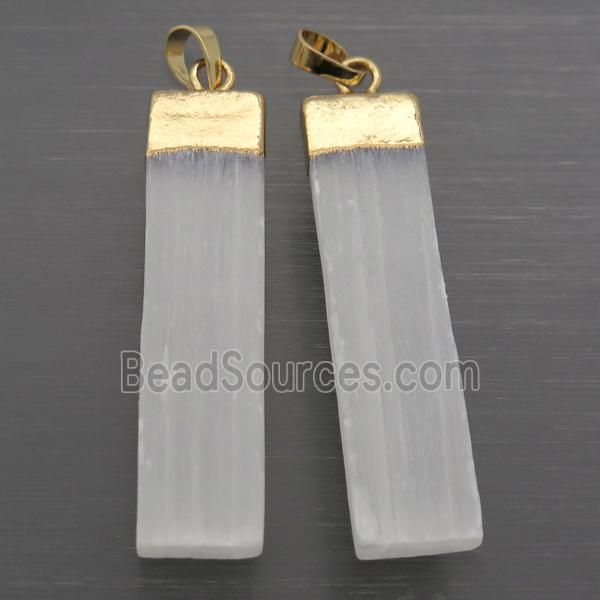 white Calcite rectangle pendant