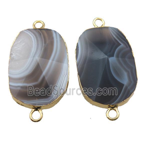 Botswana Agate connector, point, freeform, gold plated