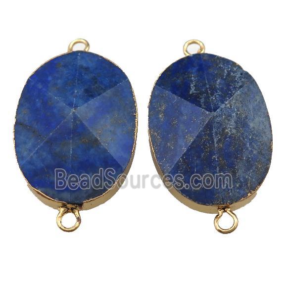 blue Lapis connector, point, freeform, gold plated