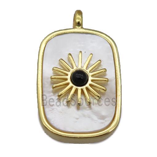 white pearlized shell rectangle pendant