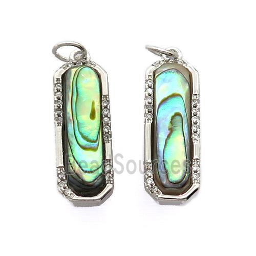 copper pendant pave zircon with Abalone shell, platinum plated