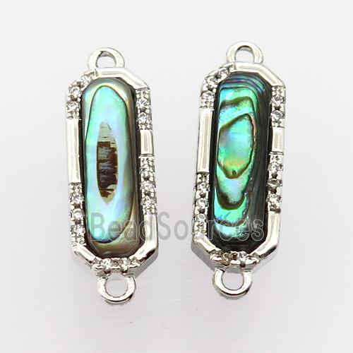 copper connector pave zircon with Abalone shell, platinum plated