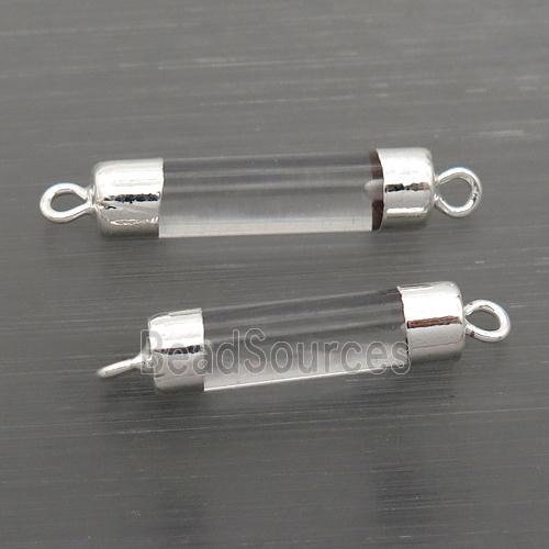 Crystal Quartz column connector, silver plated