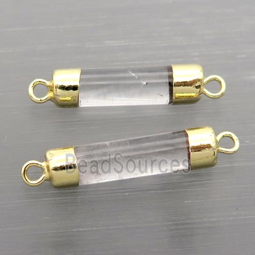 Crystal Quartz column connector, gold plated