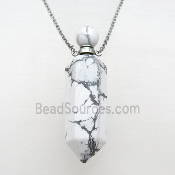 white Howlite Turquoise perfume bottle Necklace