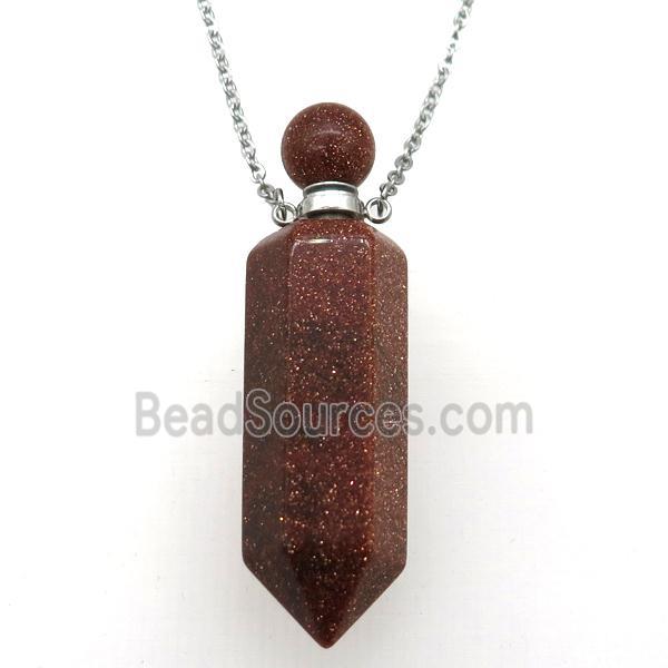 Gold SandStone perfume bottle Necklace