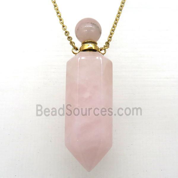 Rose Quartz perfume bottle Necklace