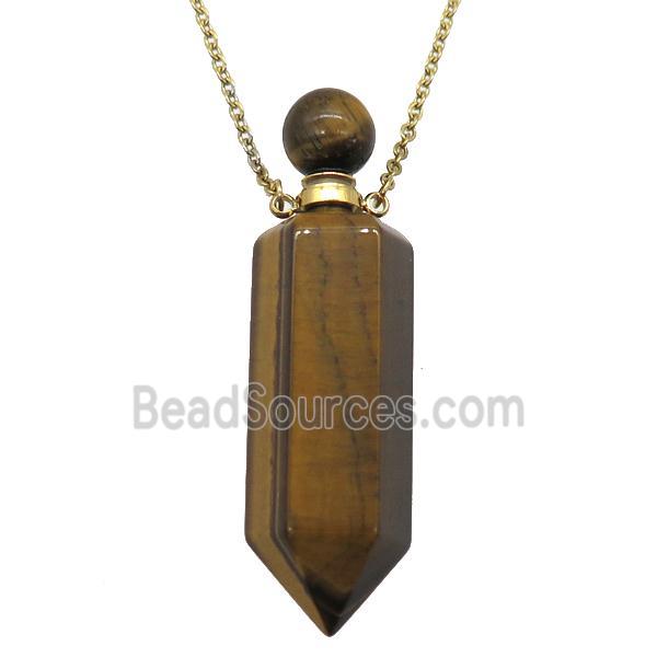 Tiger eye stone perfume bottle Necklace