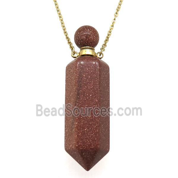 gold SandStone perfume bottle Necklace