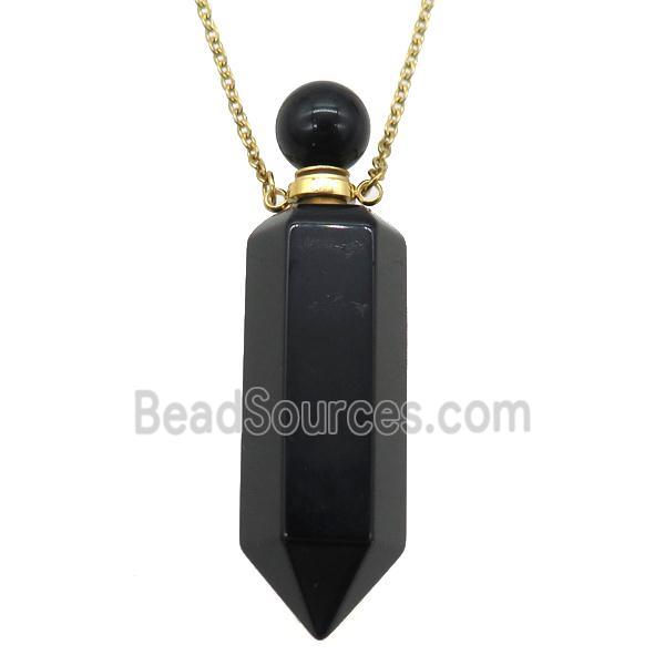 black Onyx black perfume bottle Necklace