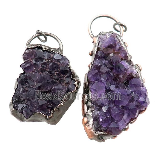 Amethyst Durzy pendant, freeform, antique red