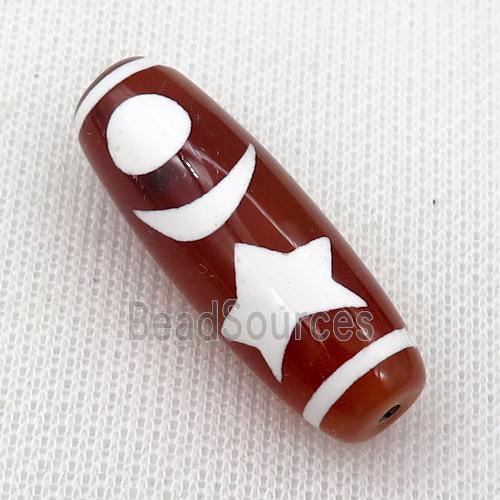 red Dzi Agate barrel beads