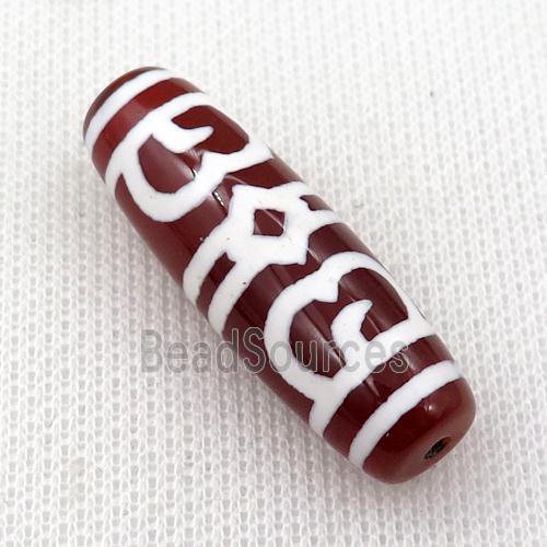 Dzi Agate barrel beads