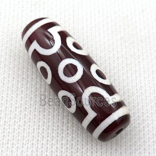 Dzi Agate barrel beads