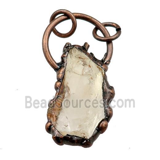 Lemon Quartz pendant, antique red