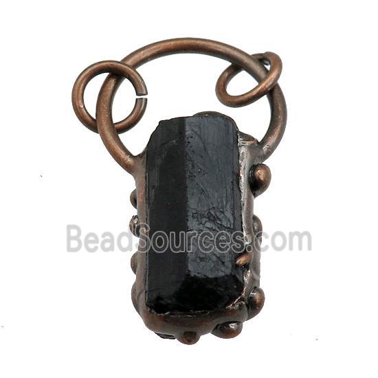 black Tourmaline pendant, antique red