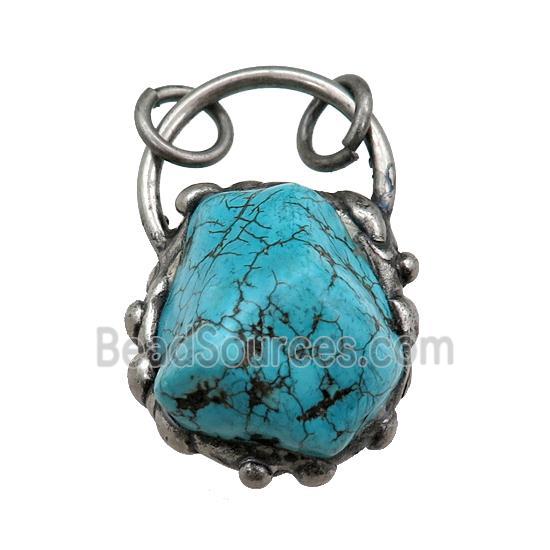 blue Magnesite Turquoise nugget pendant, antique