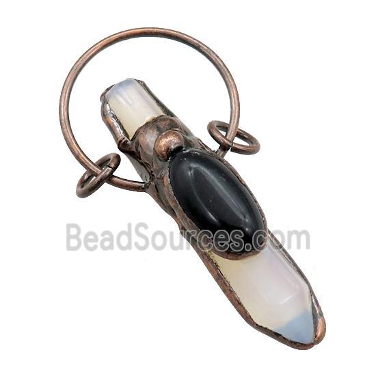 white Opalite pendulum pendant, antique red