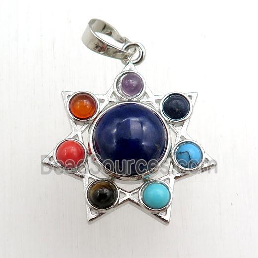 lapis chakra pendant, platinum plated