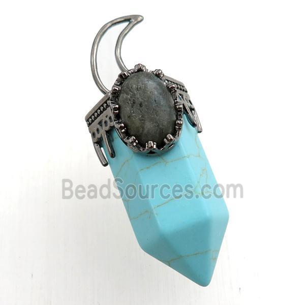 green synthetic turquoise bullet pendant