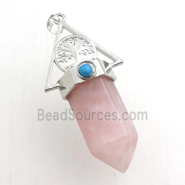 rose quartz bullet pendant