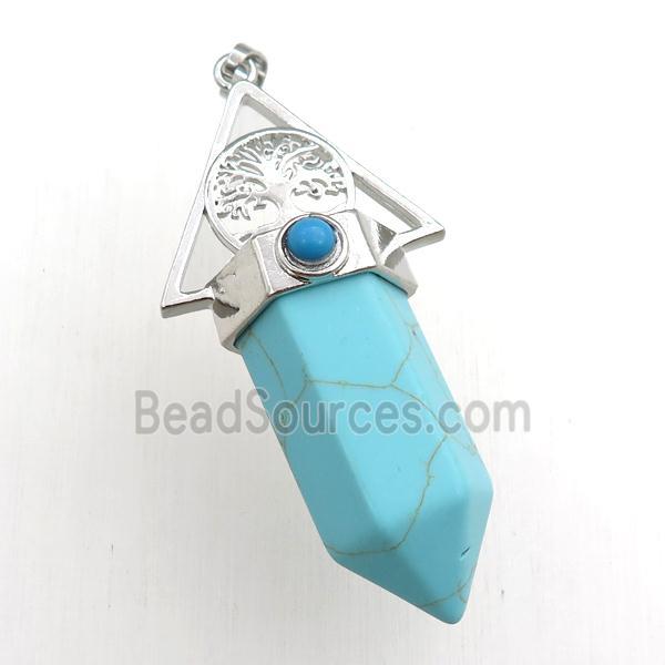 synthetic turquoise bullet pendant