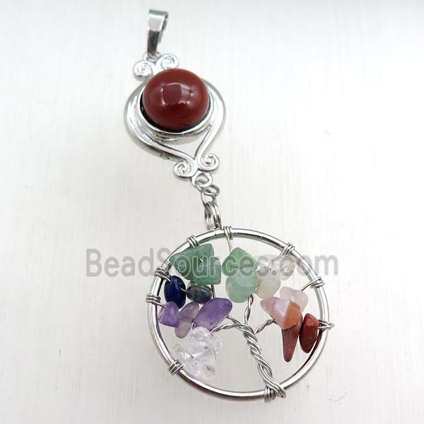 red jasper chakra pendant with tree of life