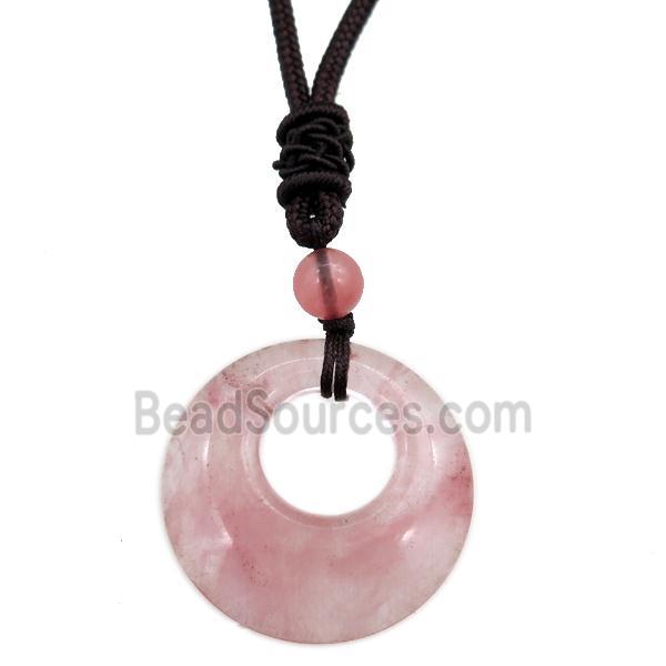 pink watermelon quartz necklace