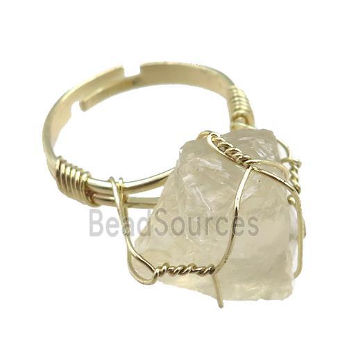 lemon quartz Rings, adjustable, wier wrapped