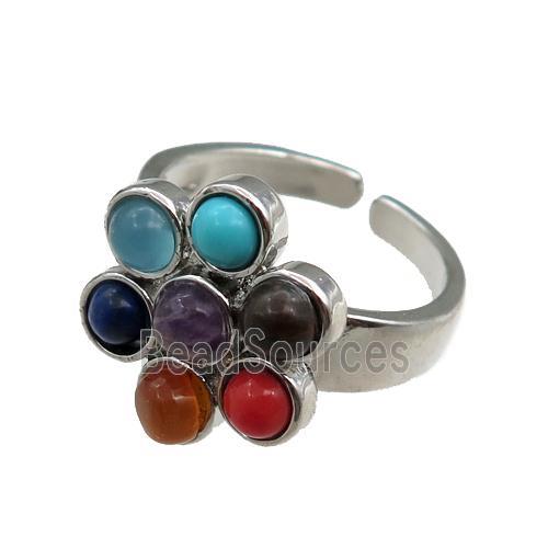 gemstone chakra Rings, adjustable