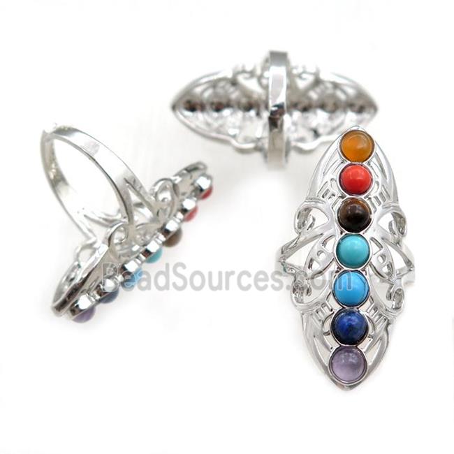 gemstone chakra Rings, adjustable