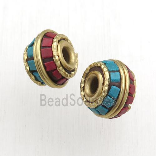 tibetan beads, brass, rondelle