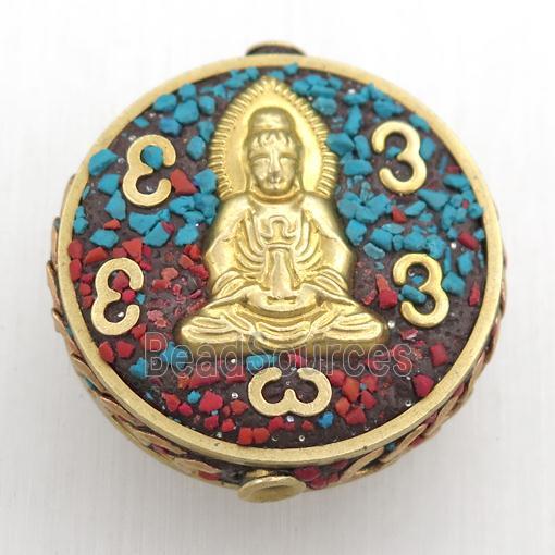 tibetan style buddha beads, brass, circle