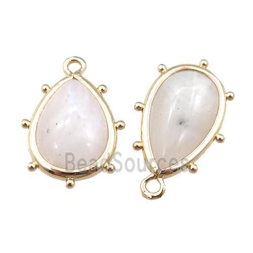 white moonstone teardrop pendant, gold plated