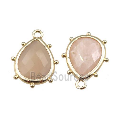 peach moonstone teardrop pendant, gold plated