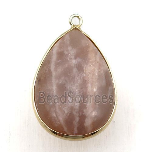 peach MoonStone teardrop pendant