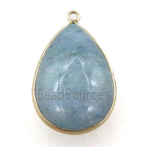 green Quartz aquamarine teardrop pendant