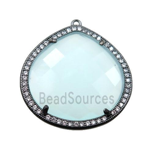 cats eye stone peandant paved rhonestone, faceted teardrop