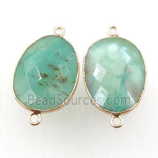 green Australian Chrysoprase connector, faceted oval