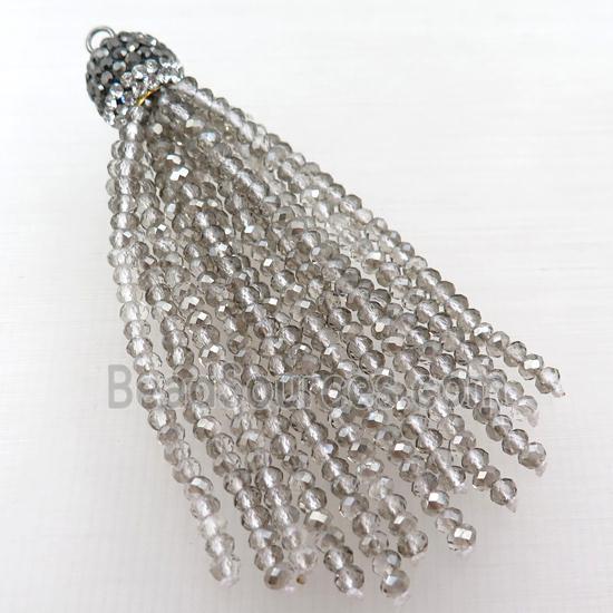 Tassel pendant with smoky crystal glass