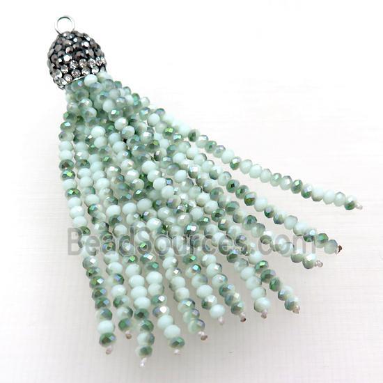 Tassel pendant with green crystal glass