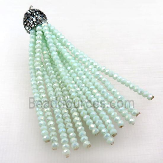 Tassel pendant with green crystal glass